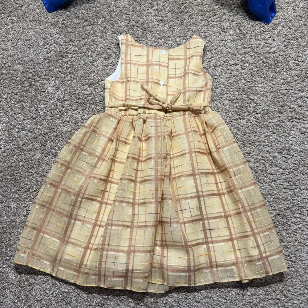 Oshkosh B’Gosh vtg 4T girls dress brown cream plaid 90s